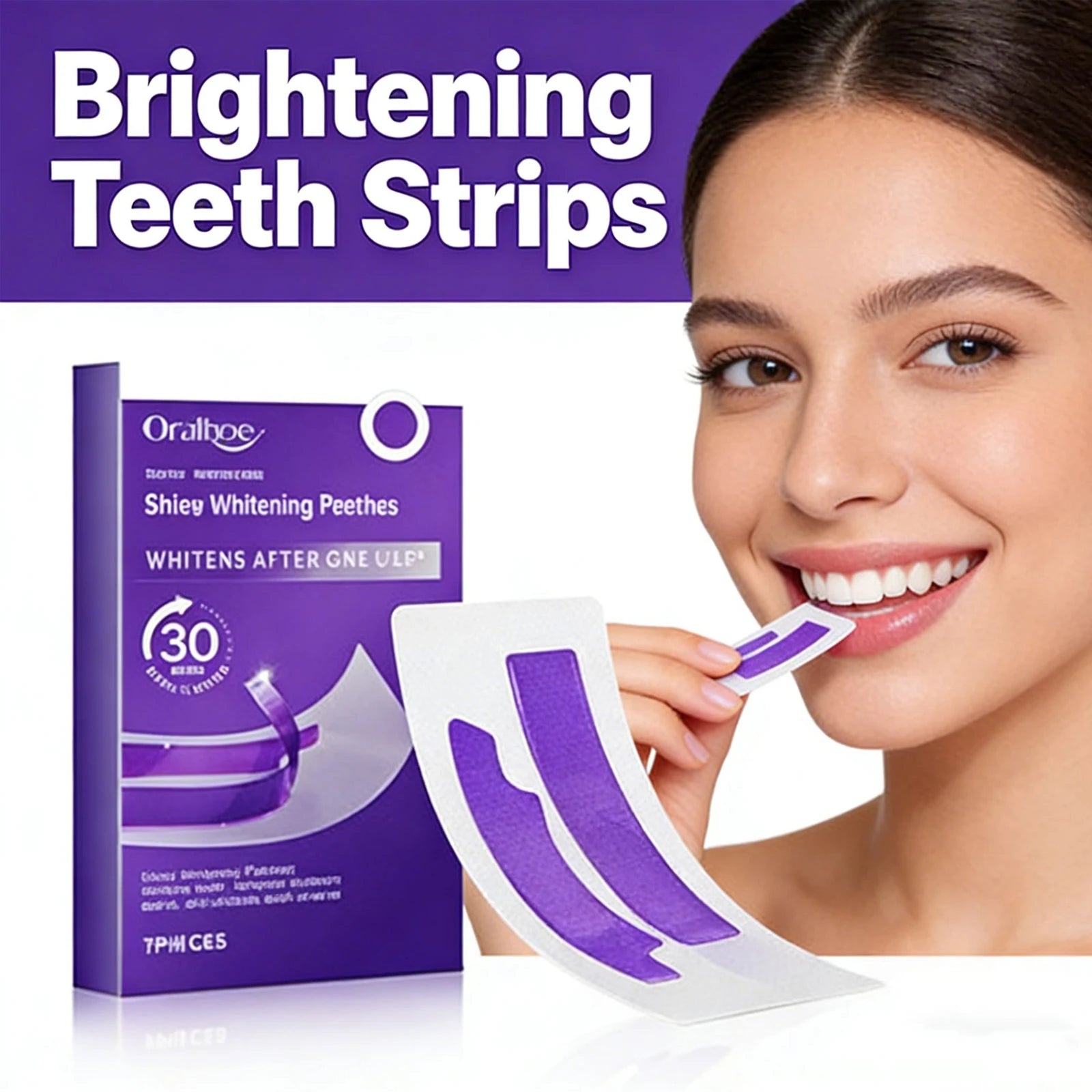 Purple Teeth Whitening Strips Lighten Yellow Tooth Brightener Remove Smoking Coffee Tea Stains Reduce Plaque Bleach Teeth Patch