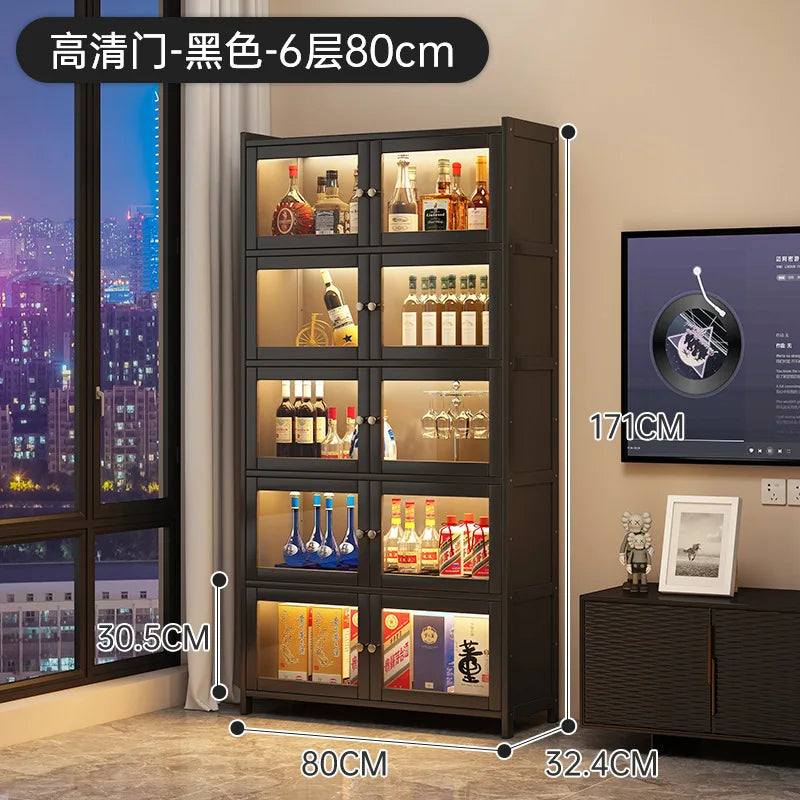Wine cabinet against the wall Locker Living room Household Baijiu red wine large capacity acrylic transparent storage cabinet
