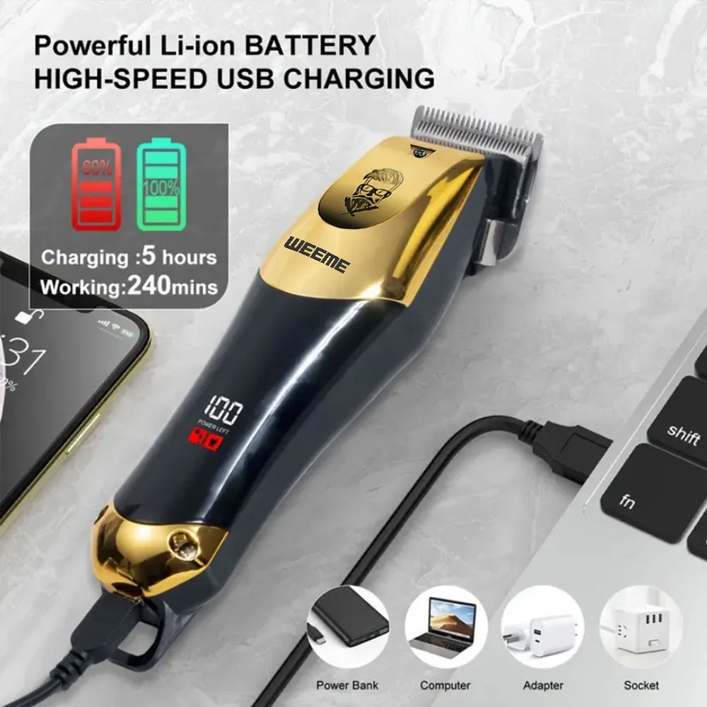T9 Cordless Hair Clipper with Anti-Slip Grip, 4 Guide Combs and USB-C Charging