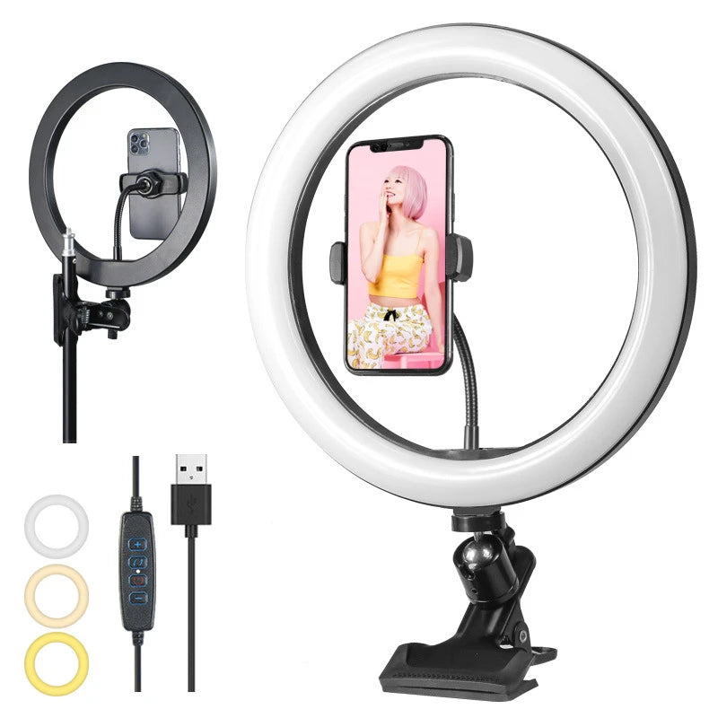 26cm Dimmable LED Ring Light - USB Selfie Lamp for Phone & Live Streaming