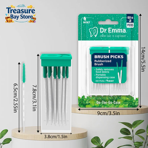 100Pcs Silicone Interdental Brushes, Dental Teeth Cleaning Sticks With Floss Oral Care Tools