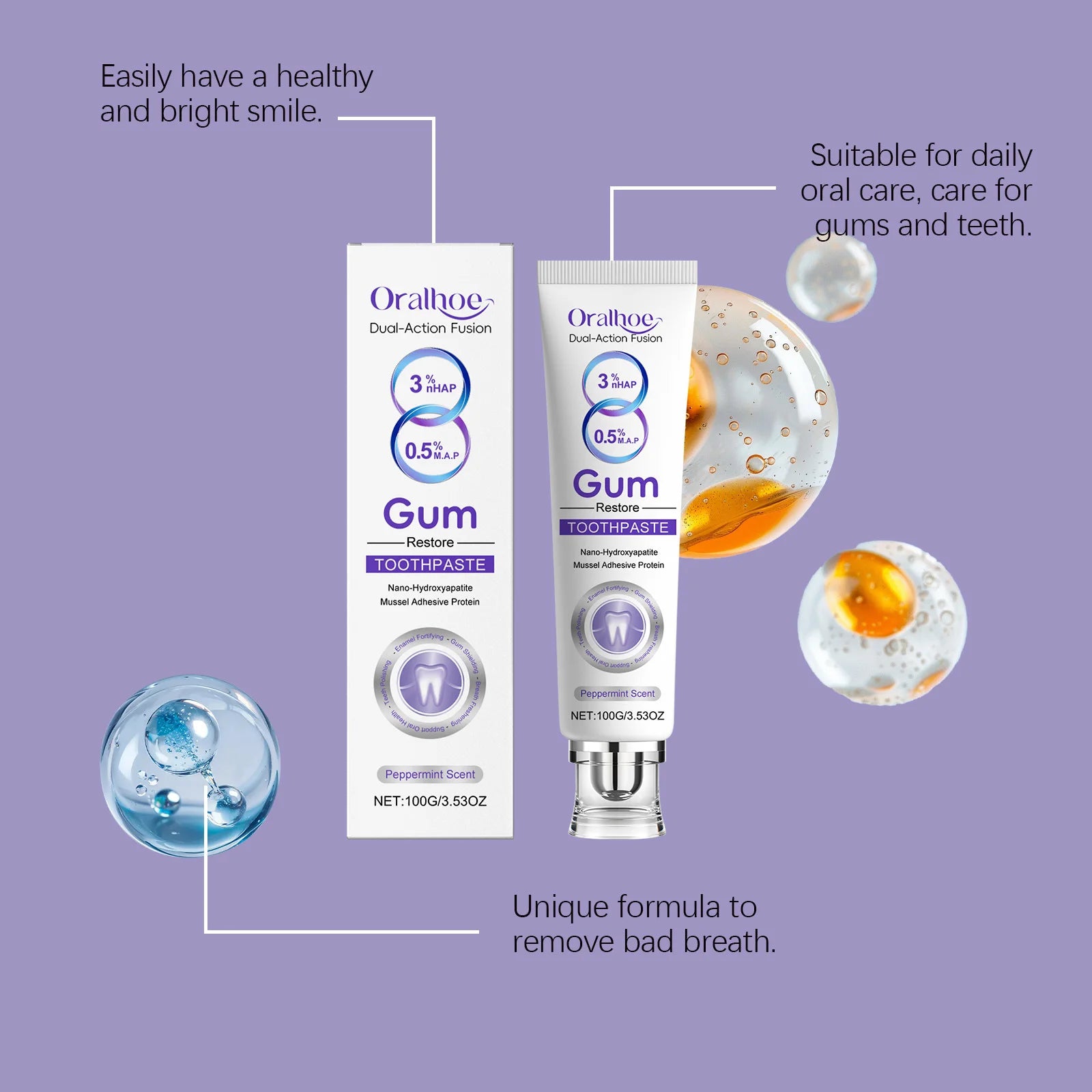 Nano Hydroxyapatite Toothpaste Restores White Teeth Alleviate Gum Bleeding Reduce Plaque Remove Oral Odor Gum Repair Toothpaste