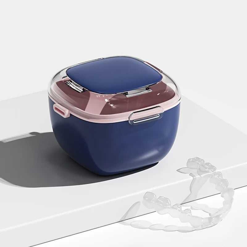 Multi-functional Retainer Case Portable Mouth Guard Box Oral Cleaning False Teeth Denture Storage Box Teeth Aligner Braces Box