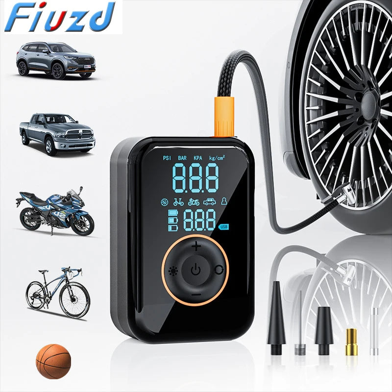 Portable Digital Tire Inflator, Electric Air Compressor with LED Lamp