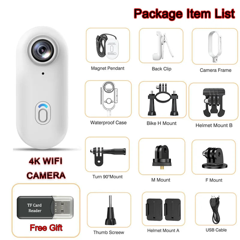 Mini Wearable Action Camera - 1080P HD Clip-On Vlogging Camera with WiFi