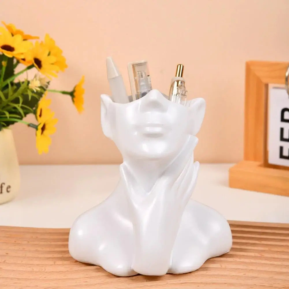 Female Bust Makeup Brush Holder & Decorative Vase