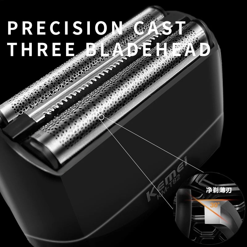 Kemei KM-T82 Foil Electric Shaver for Men | Waterproof USB-C Rechargeable Travel Razor