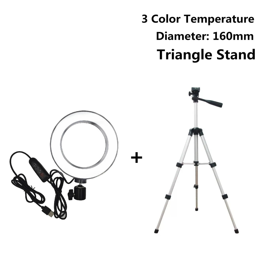 LED Selfie Ring Light with Tripod Stand - 6" / 10" Photo & Video Lighting