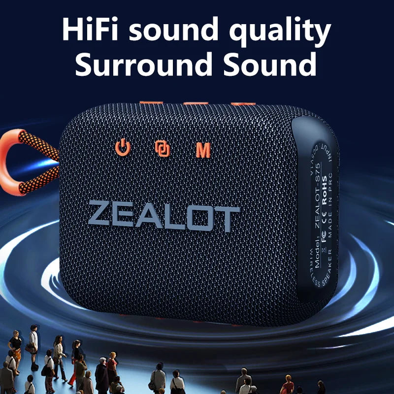 ZEALOT S75 Portable Bluetooth Speaker - 10W IPX6 Waterproof Outdoor Subwoofer