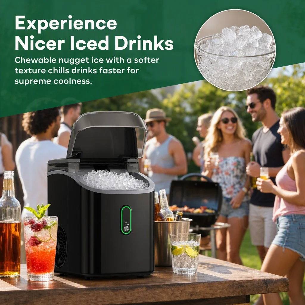 Nugget Ice Maker, Countertop Chewable Ice Machine