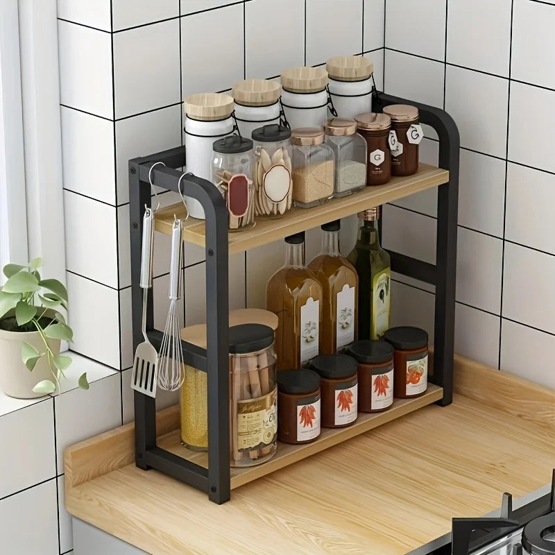 2-Tier Metal Countertop Shelf for Kitchen Storage