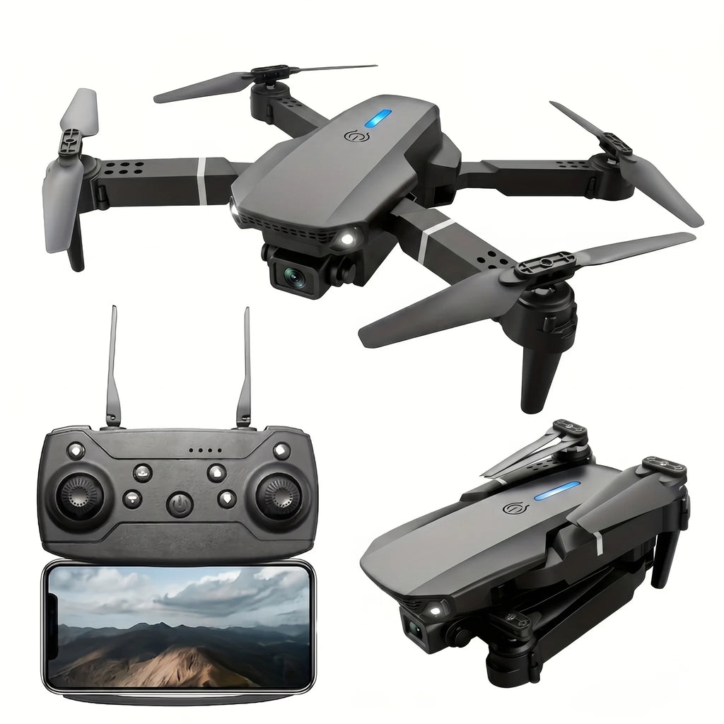 E88 Pro Foldable Drone with Dual Cameras and One-Key Return, RC Quadcopter for Beginners