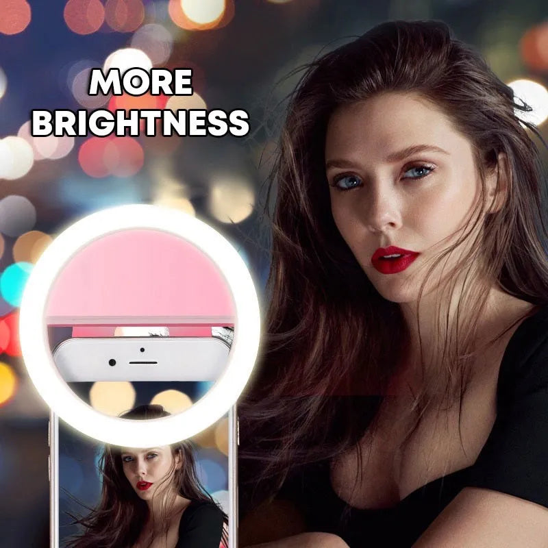 USB Clip-On Selfie Ring Light - 3 Brightness Levels for Phone & Tablet