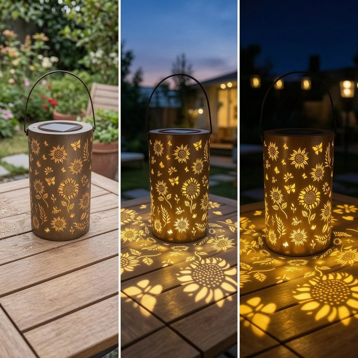 Decorative Solar Garden Lantern with Cut-Out Design