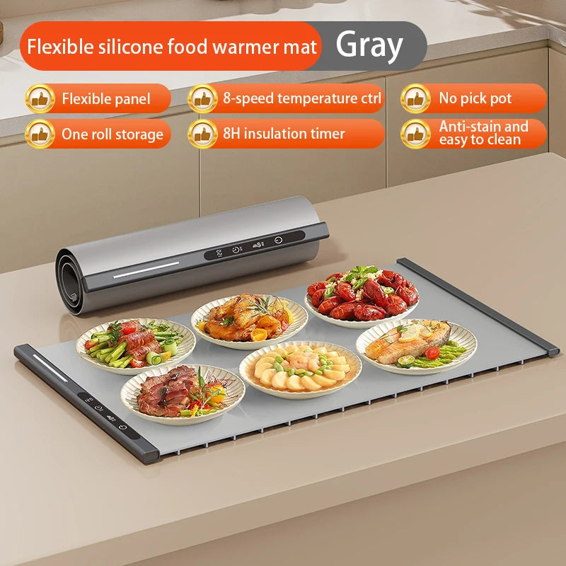 Roll-Up Electric Food Warming Mat with 8 Temperature Settings