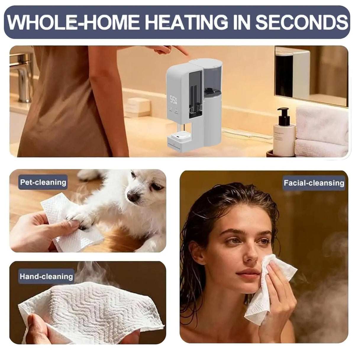 Warm Face Towel Dispenser with Temperature Display
