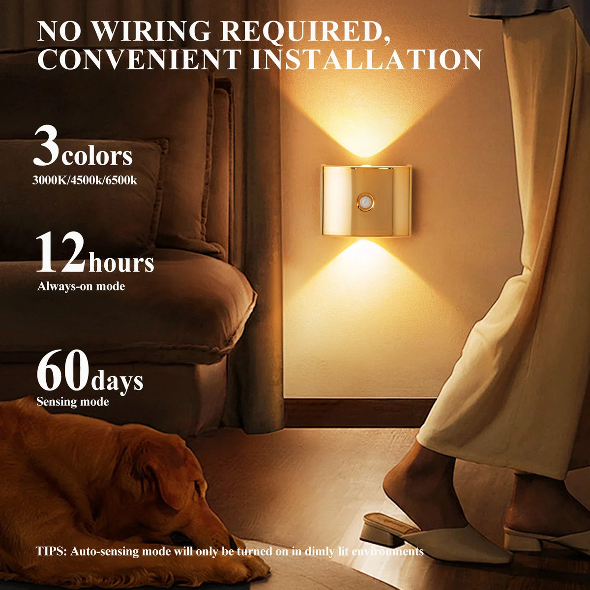 Rechargeable PIR Motion Sensor Wall Light