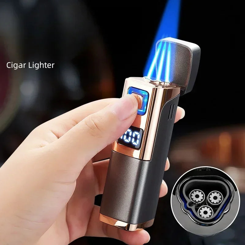 USB-C Rechargeable Triple Jet Lighter with Digital Display