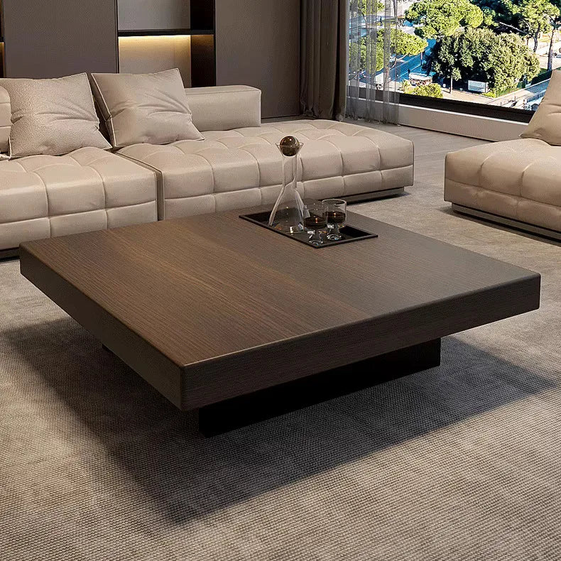 Walnut-Stained Solid Wood Floating Coffee Table