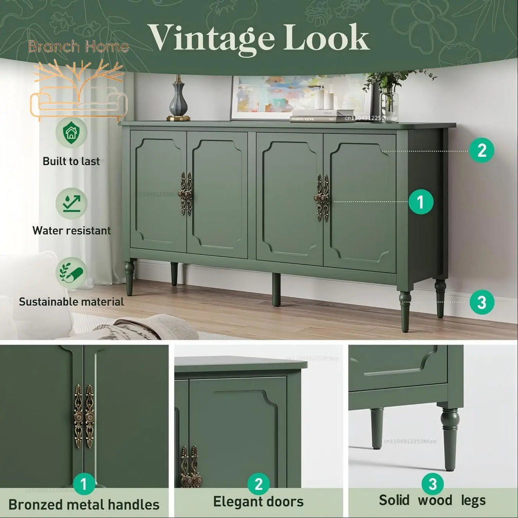 Modern Sideboard Buffet Cabinet with Adjustable Shelves & Carved Handles