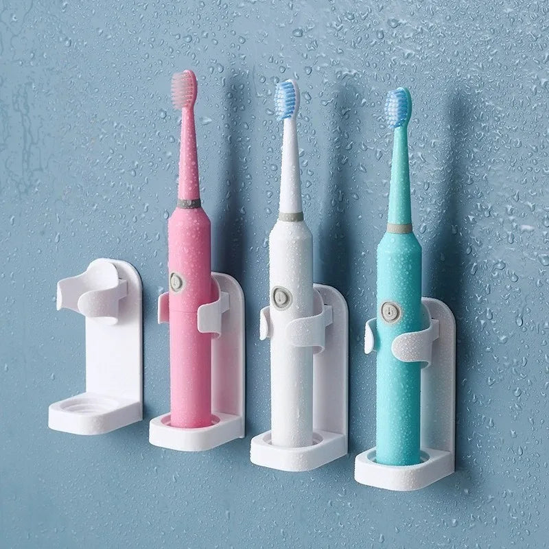Traceless Toothbrush Holder Wall Mounted Bathroom Organizer for Electric and Manual Toothbrushes with Strong Adhesive Stand