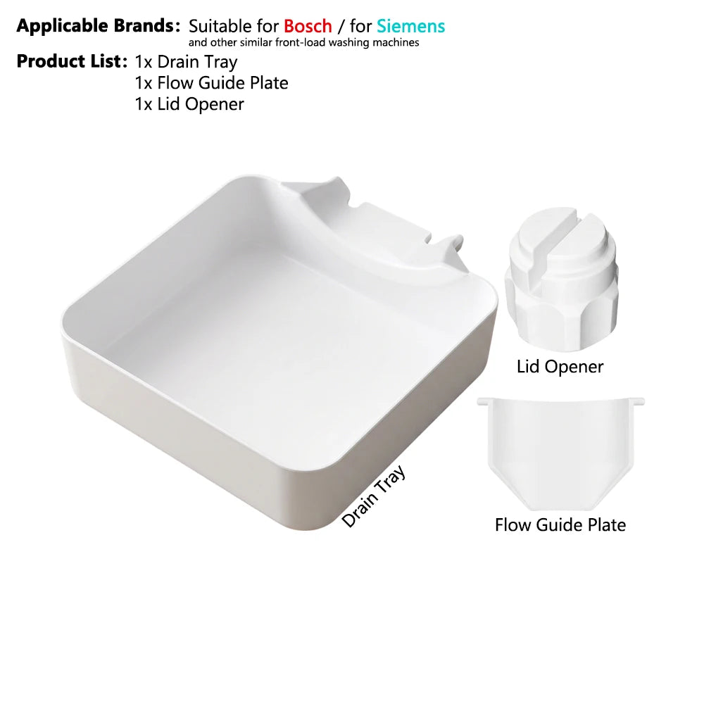 Washing Machine Filter Drain Pan – Water Catcher Tray for Front Load Washer | Laundry Floor Spill Protector