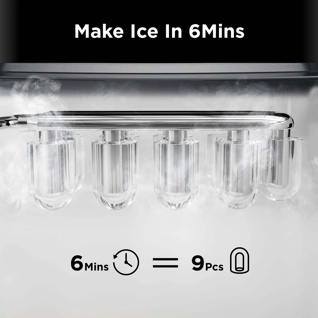 Countertop Ice Maker, Bullet Ice with Basket and Scoop
