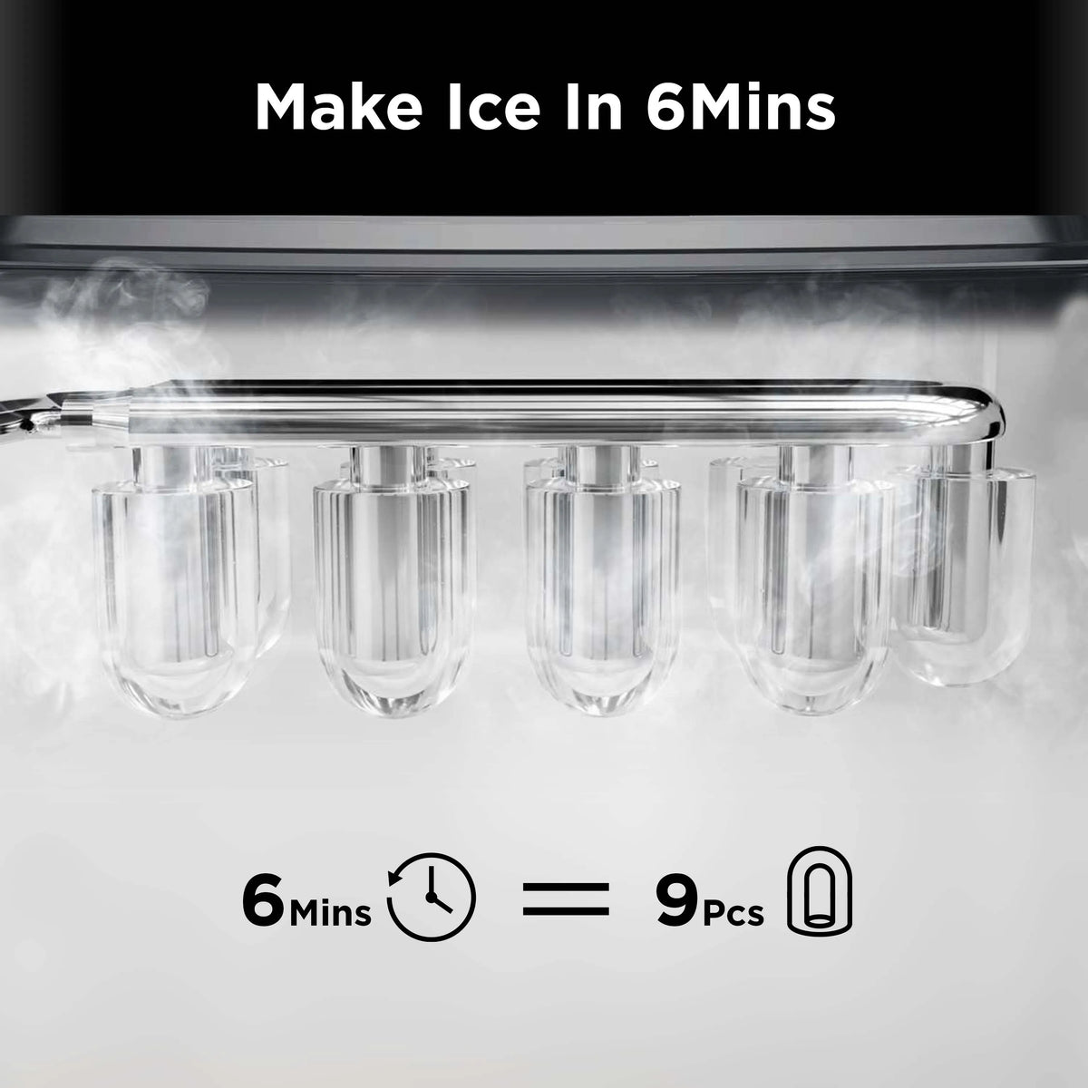 Countertop Ice Maker, Bullet Ice with Basket and Scoop