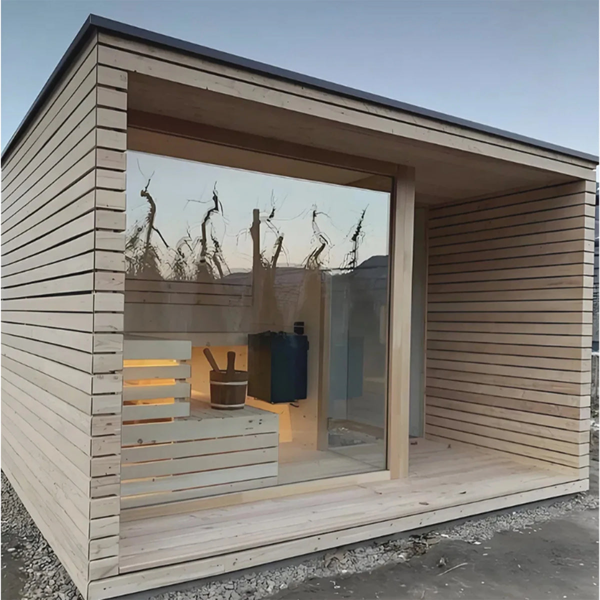Outdoor SaunaOutdoor Electric Infrared Sauna Modern Red Cedar Dry Steam Sauna Free Customization Service For 4-6 People