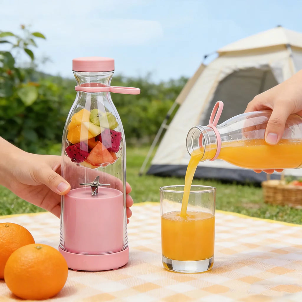 Portable Blender Juicer Cup, USB Rechargeable Mini Blender with Leak-Proof Lid