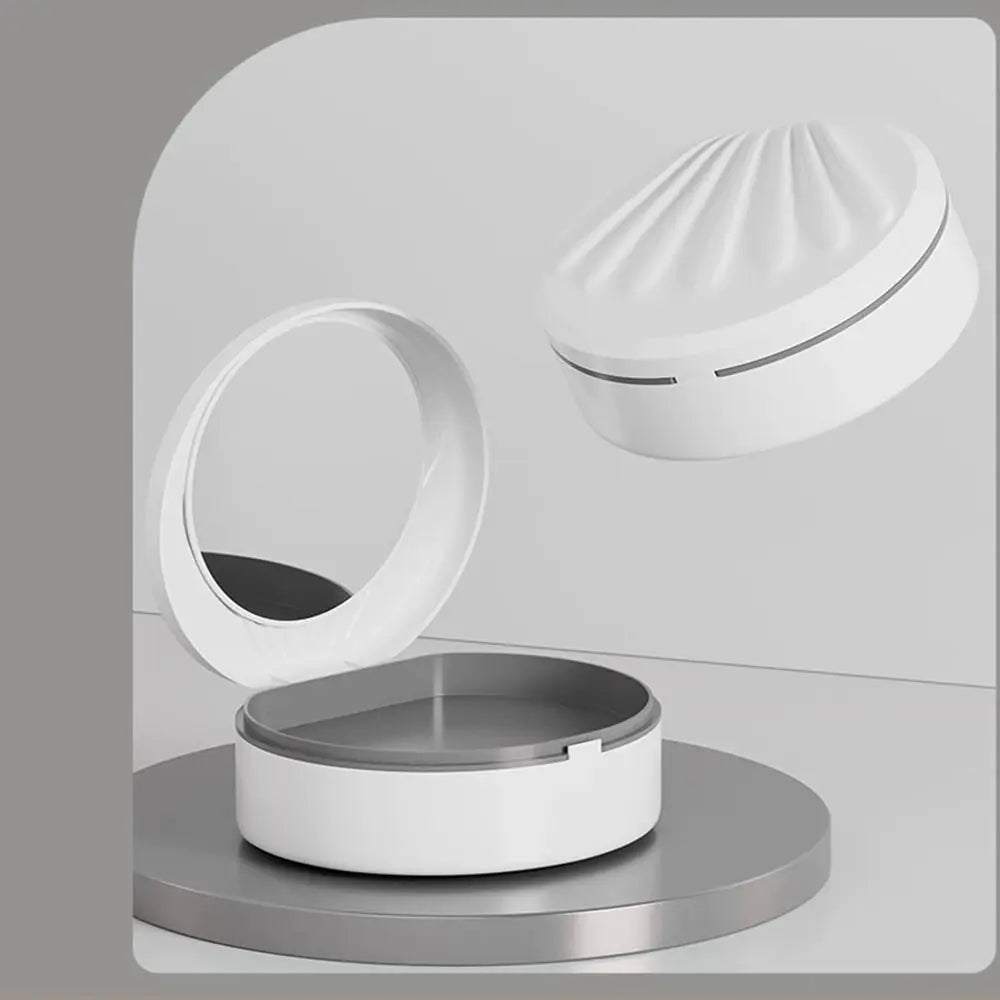 Double Layer Orthodontic Retainer Case Mouthguard with Mirror Denture Bath Storage Box Shell Shaped Cleaning Tooth