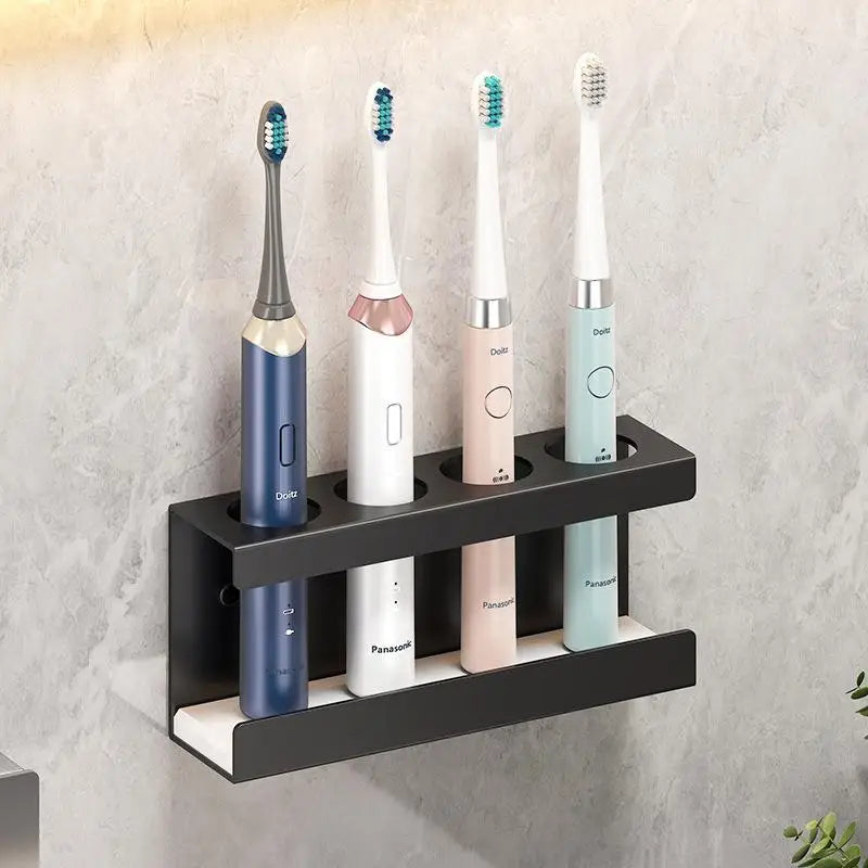 1Pc Toothbrush Holder Stand Electric Toothbrush Organizer Bathroom Diatomite Base 4-Slot Storage Box Multi-Functional Brush Rack