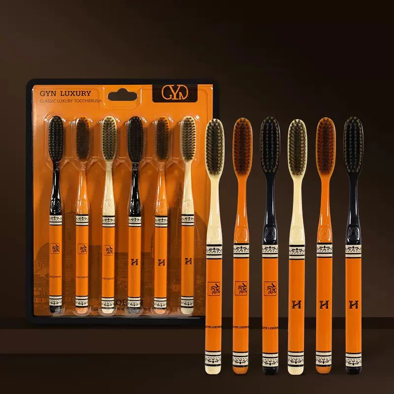 6 high-grade orange light luxury toothbrush deep cleaning oral care soft hair teeth cleaning tools for adult daily life home too