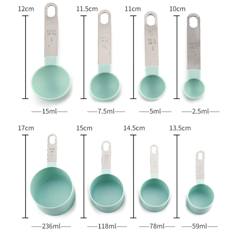 8-Piece Measuring Cup & Spoon Set with Stainless-Steel Handles