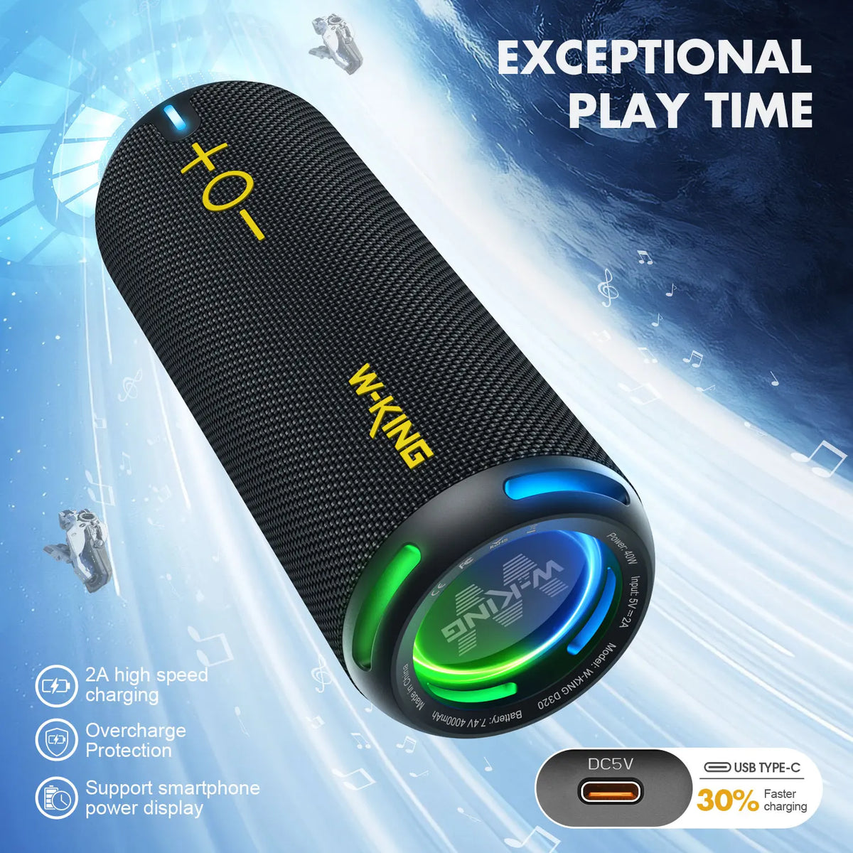 W-KING D320 40 W Portable Bluetooth Speaker, IP67