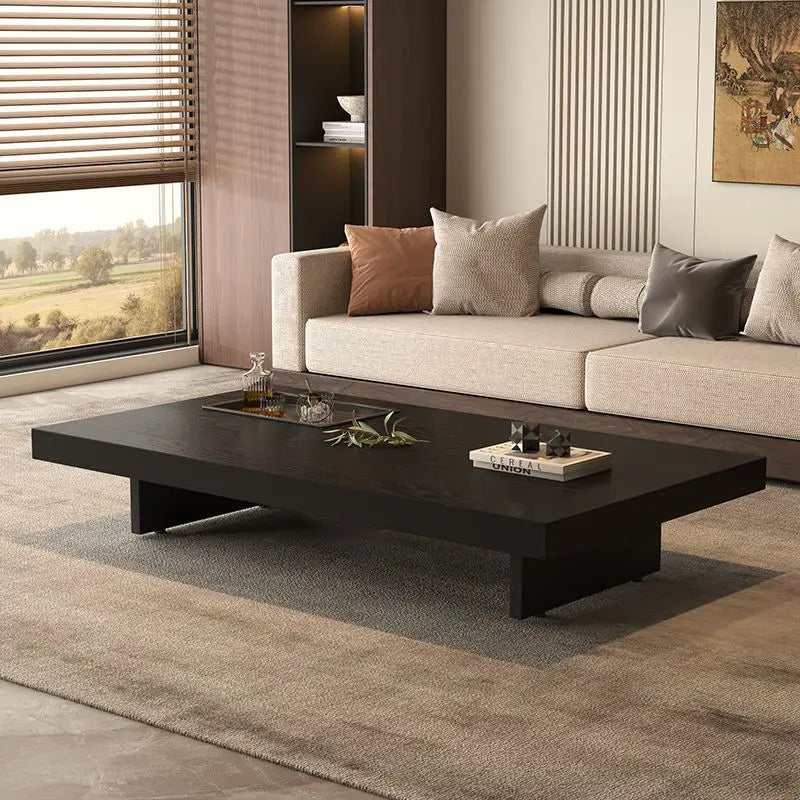Square Solid Wood Coffee Table with Stainless Steel Feet