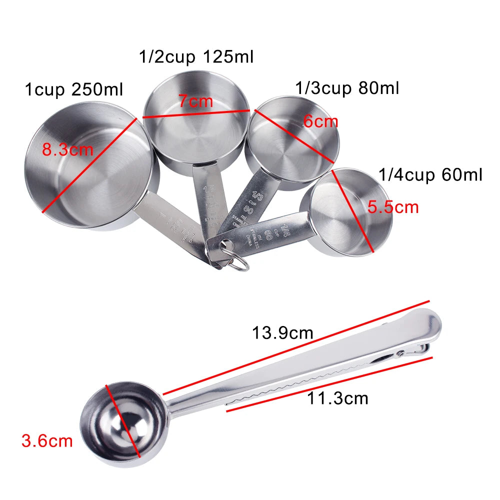 Stainless Steel Measuring Cups & Spoons Set – Stackable Baking Tools