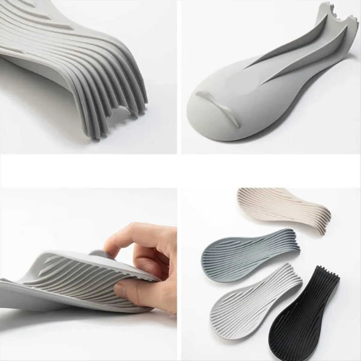 N14R Top 4 Pcs Silicone Insulated Spoon Holder Heat Resistant Placemat Spoon Holder Cutlery Shelving Kitchen Tools Placemat