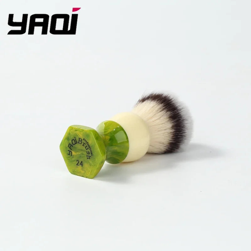 Premium Wet Shaving Brush – Synthetic Hair, Green Resin Handle, 24mm Knot
