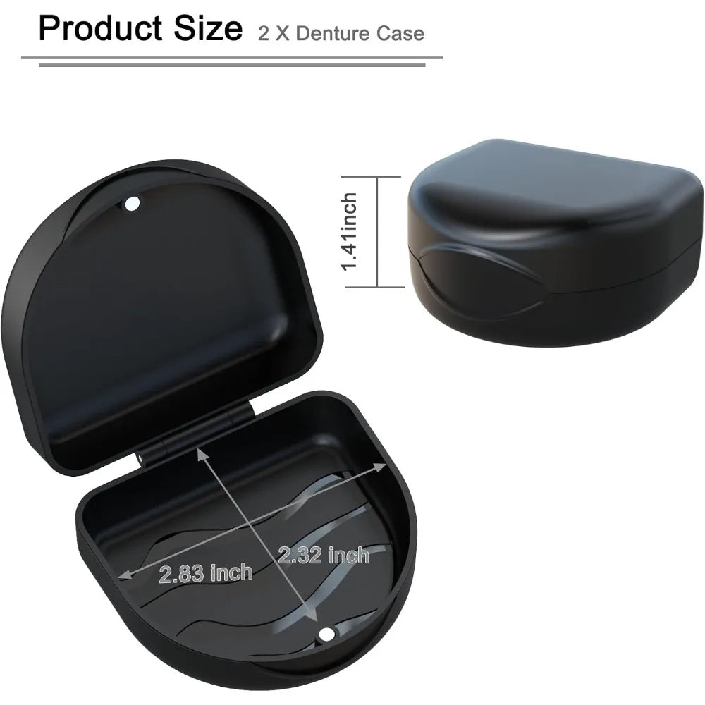 Universal Dental Storage Case Holder for Retainers Dentures Night Guards Mouth Guards Teeth Aligners Slim Braces Orthodontic Appliances and Oral Care Devices Travel Friendly Protective Box with Secure Lid Sleek Black