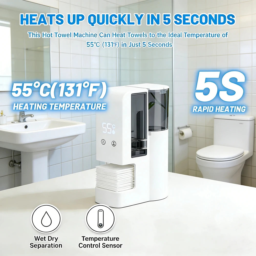 Warm Face Towel Dispenser with Temperature Display