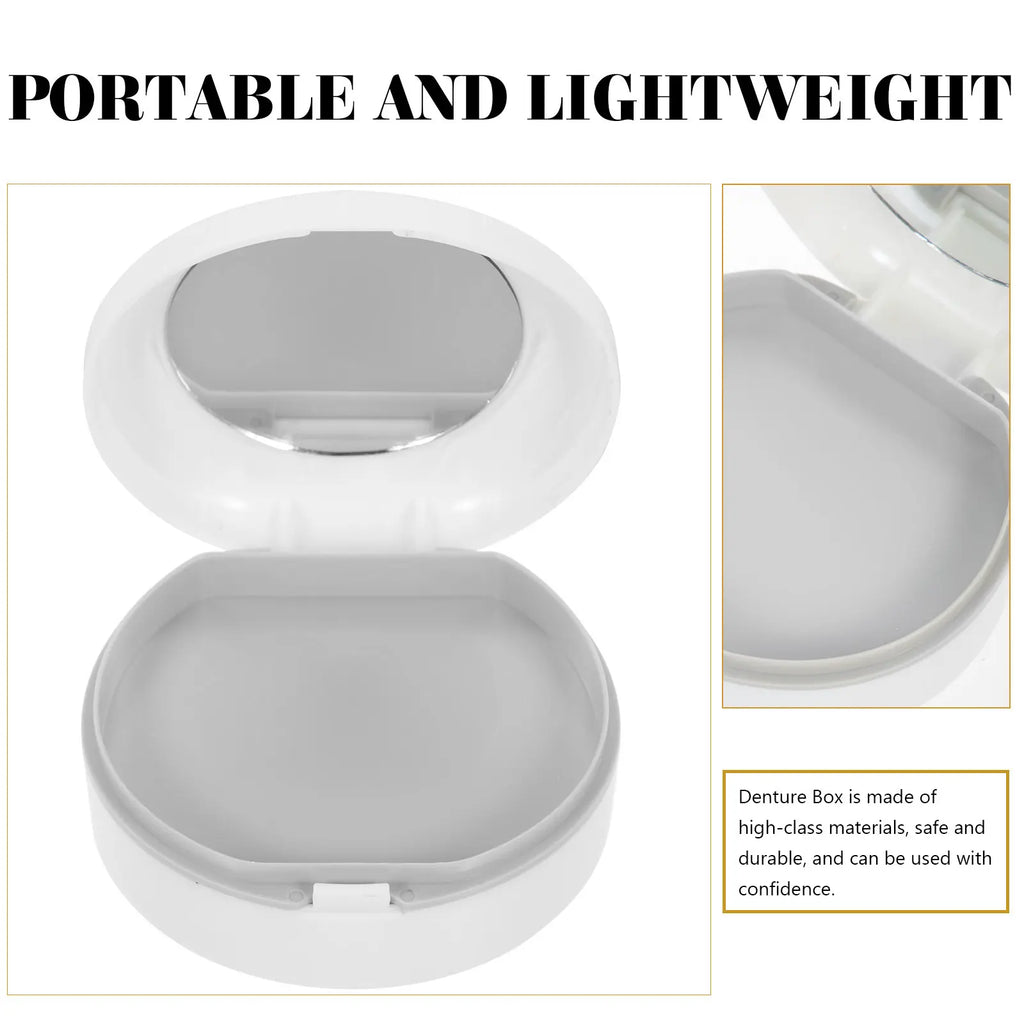 Small Denture Box Portable Orthodontic Retainer Case for Braces False Teeth Mouth Guard Compact Breathable Travel Denture