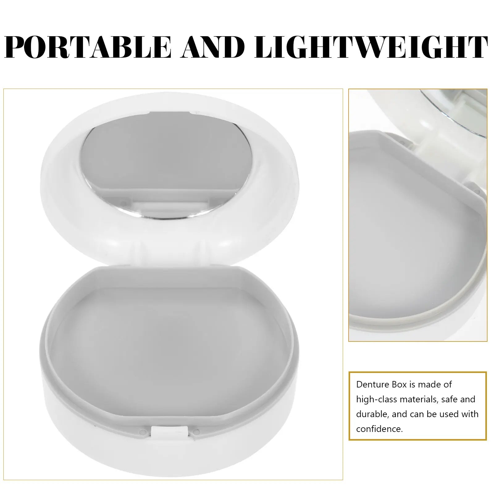 Small Denture Box Portable Orthodontic Retainer Case for Braces False Teeth Mouth Guard Compact Breathable Travel Denture