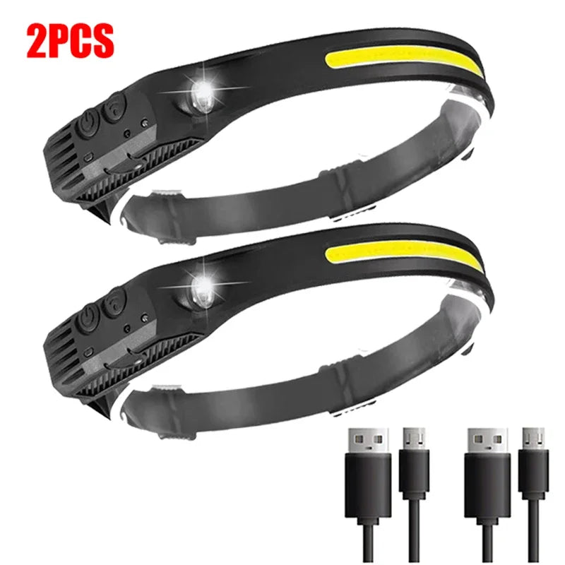 USB Rechargeable LED Head Torch with Motion Sensor