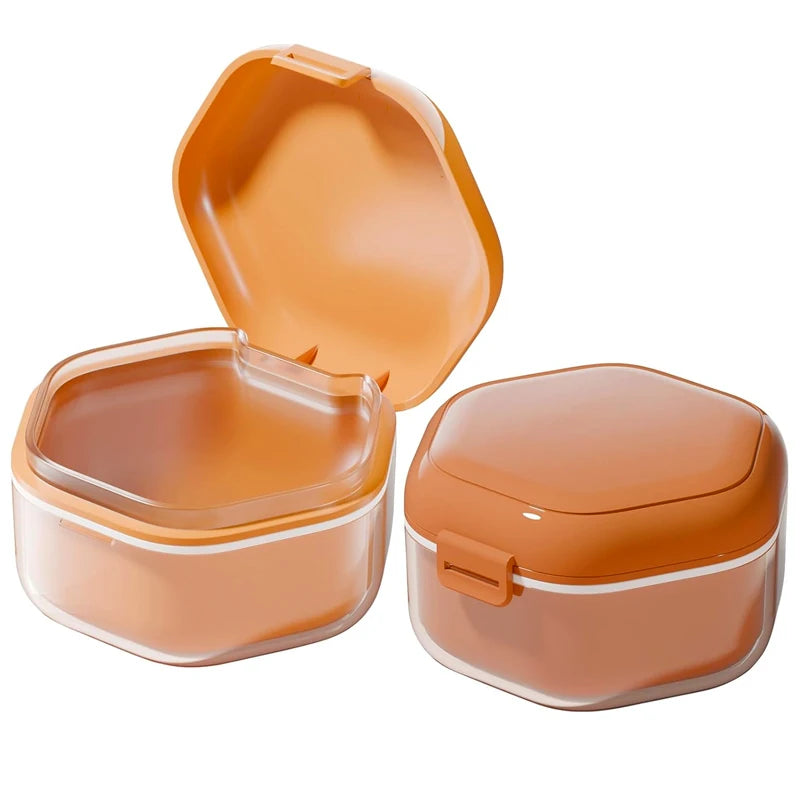 1pcs  Denture Bath Box,Denture Case,Retainer cup,Three-Layer Separation Retainer Case, Denture Cup,Mouth Guards Holder
