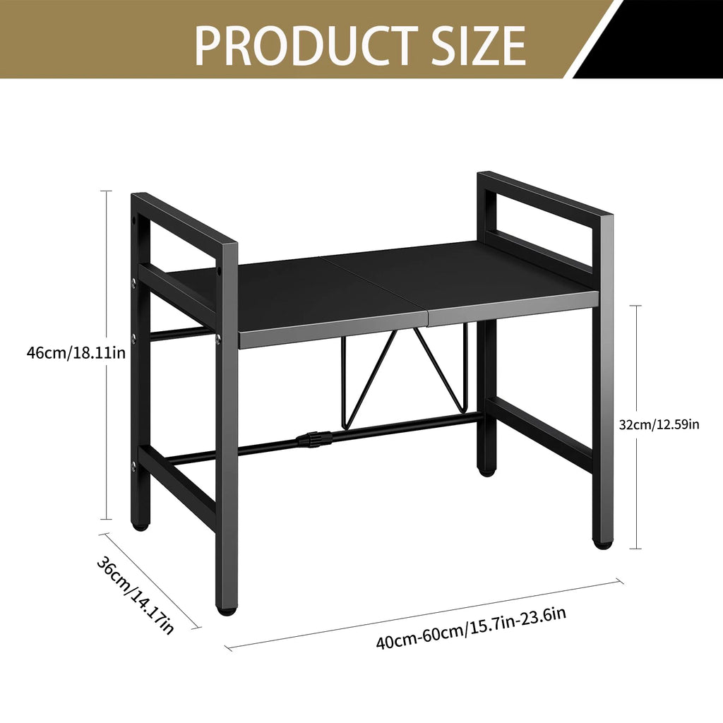 Expandable Microwave Shelf Organiser | Adjustable 42–64cm Countertop Rack | Moisture & Rust Proof