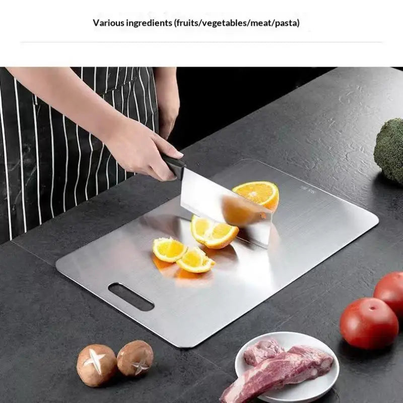 Stainless Steel Chopping Board | Thickened Double-Sided Kitchen Cutting & Dough Kneading Board