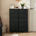 5 Drawer Dresser With Fabric Bins, Sturdy Steel Frame And Wood Top, Storage Organizer Chest For Bedroom, Closet, Hallway, Black