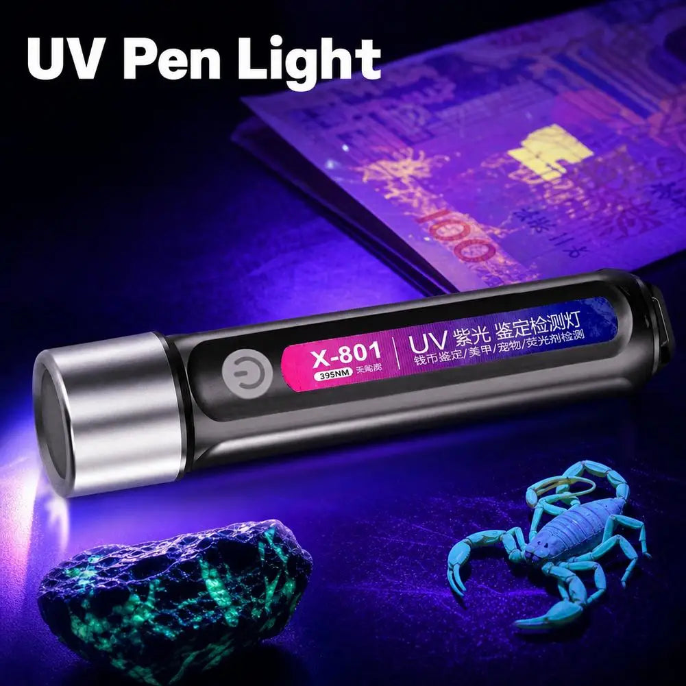 USB Rechargeable UV Torch – 395nm Mini Blacklight