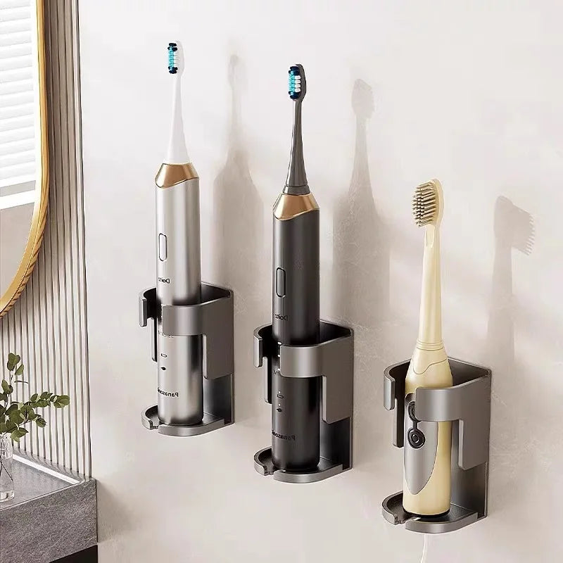 Metal Toothbrush Holder Wall-Mounted Electric Toothbrush Rack Multi-Purpose Bathtub Storage Shelf Hanger